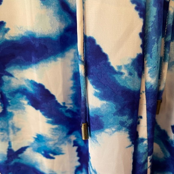 Michael Kors Blue and White Watercolor Tie Dye Lightweight Drawstring Pant - Picture 3 of 11